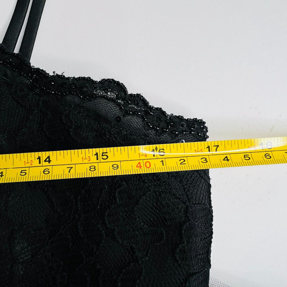 Mori‎ Lee by Madeline Gardner Dress Sz 13/14 Fit 10/12 Black Floral Lace No Belt - Picture 8 of 15